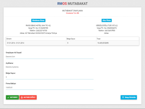 Rmos E-Mutabakat Sistemi